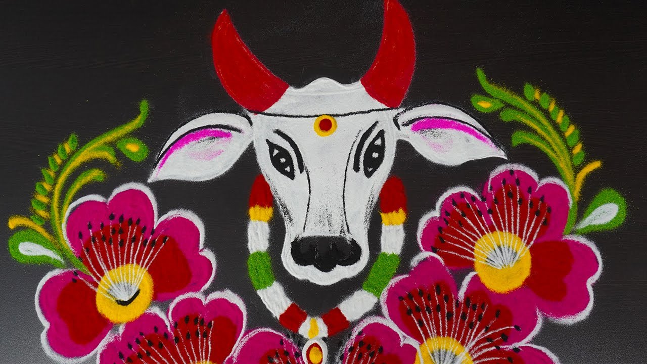 Simple mattu pongal kolam 2020 | Sankranthi gangireddu Muggulu | Basavanna Muggulu | Easy Rangoli