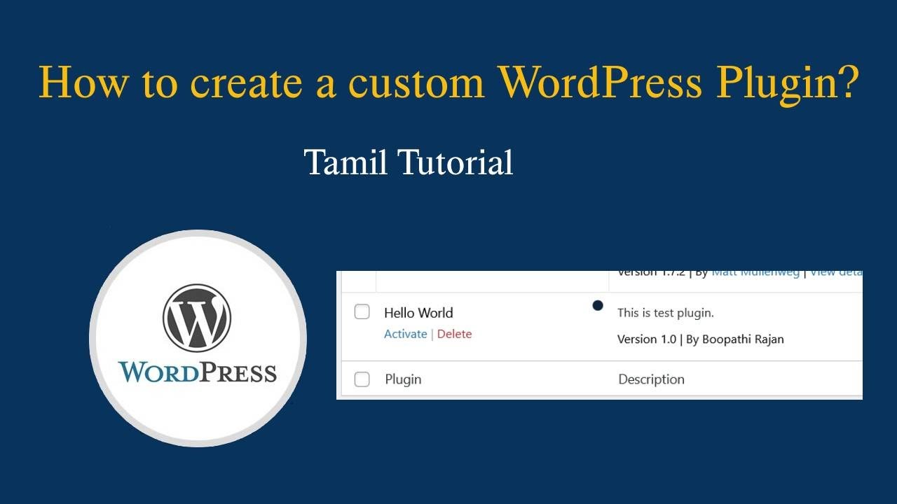 How to create a custom WordPress Plugin? - Tamil Tutorial