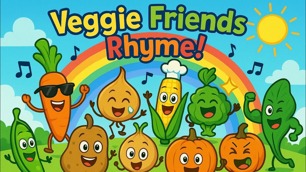 Veggie Friends Rhymes for Kids | Fun Vegetable Song | Learn Vegetables with Happy Faces!