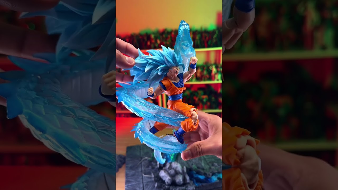 Goku Super Saiyan 3 Blue action figure with a Blue Dragon effect