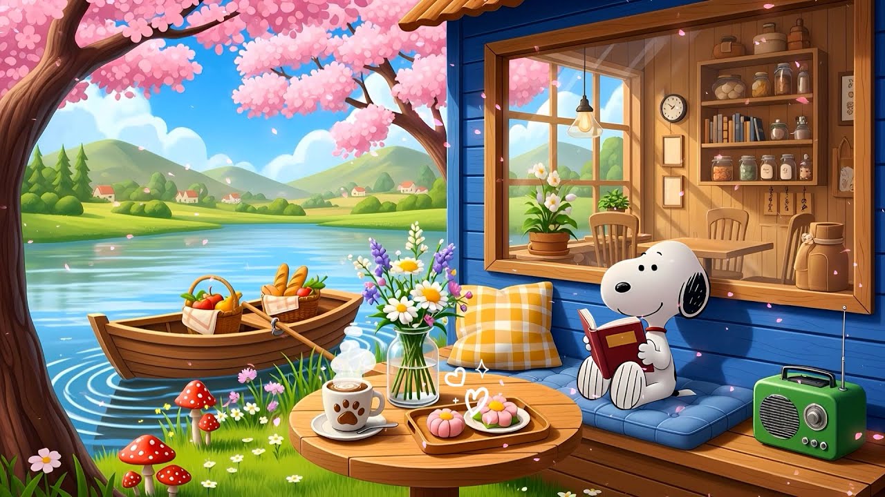 Spring Riverside Reading with Snoopy 🌸 Relaxing Lofi Vibes to Calm 📖 Chill Lofi Music to Focus