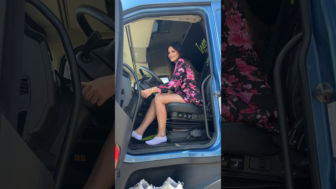 Beautiful Iness in her blue Volvo💖🚛 #trucker #singer #beauty #iness