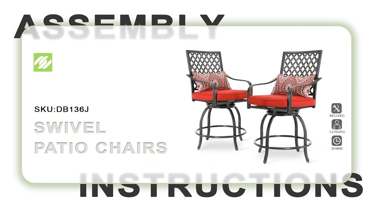 Nuu Garden&reg; DB136J Outdoor Swivel Steel Dining Chairs | ASSEMBLY INSTRUCTIONS