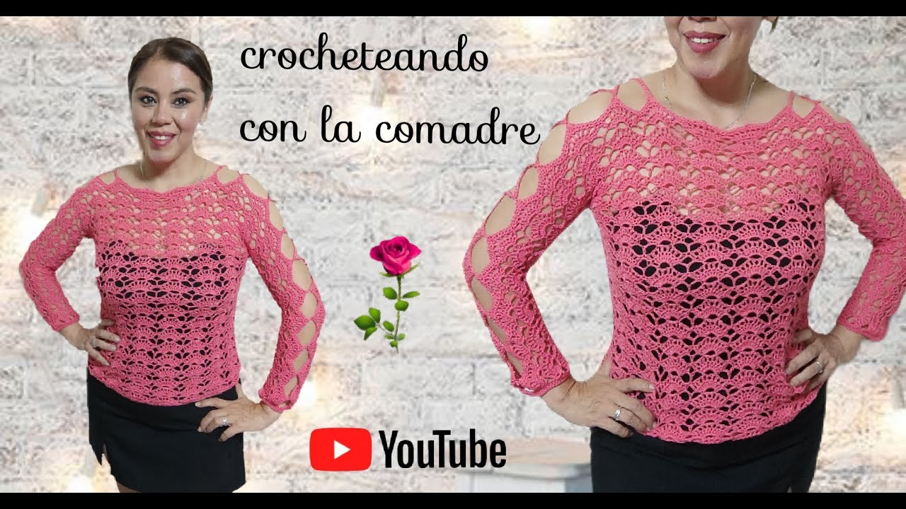 ⭐⭐⭐⭐⭐TEJE BLUSA CON MANGA SEXY A CROCHET FACIL Y RAPIDO