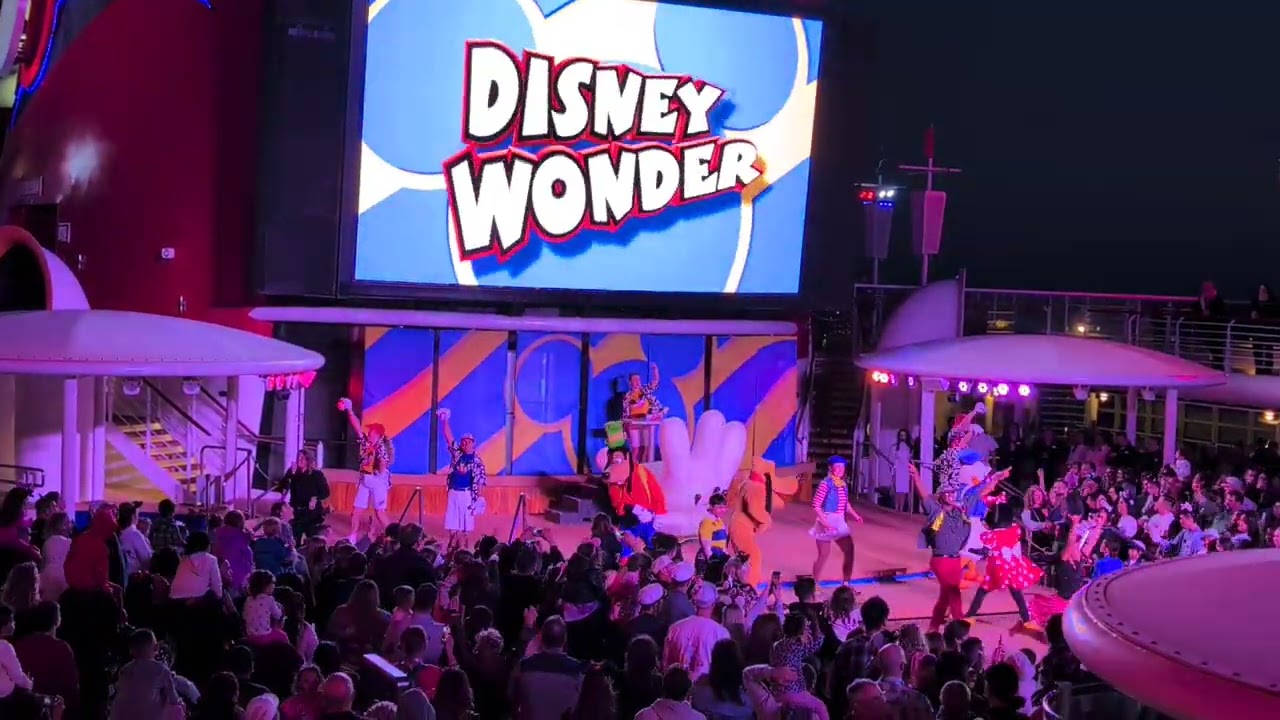 Mickey's Sail-A-Wave Deck Party! Disney Wonder 4K Mexican Riviera Cruise HD