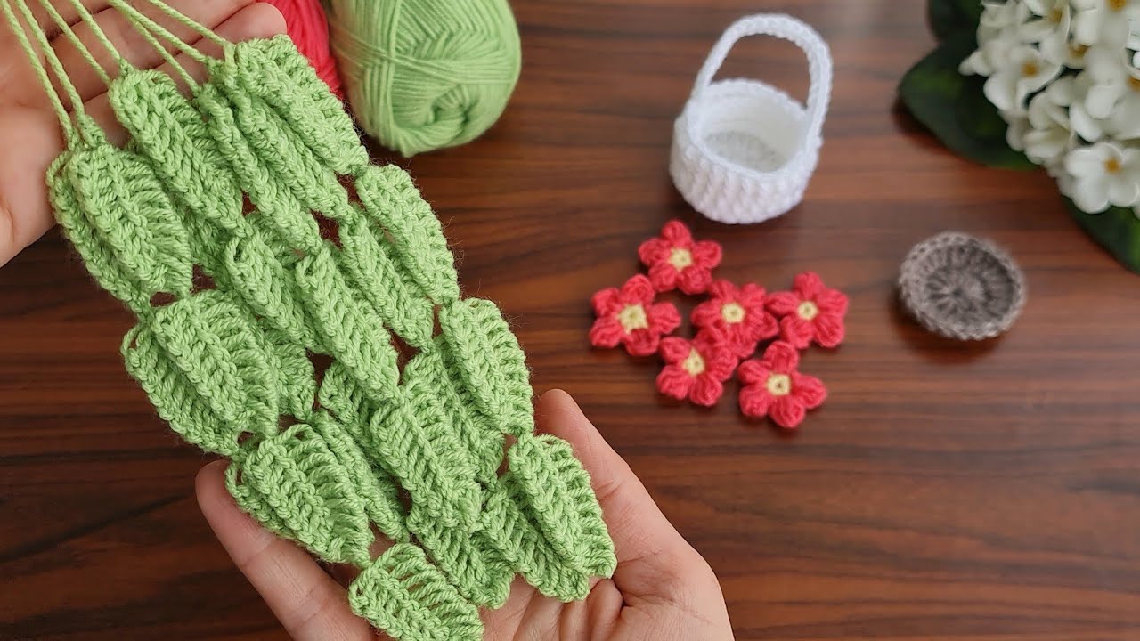 Wow!!! How to make an eye-catching crochet home ornament?🌿 How to knit pots and leaves 🌿