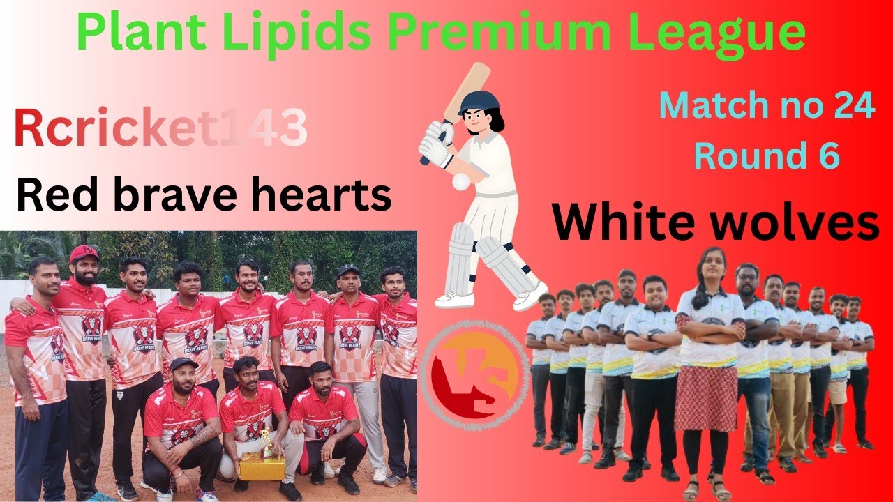 Red brave hearts ♥️ vs White Wolves 🤍|M-24/R-6| White Need 77 runs off 6 overs|#rcricket143 