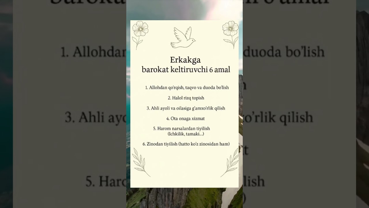 Erkakgabarokat keltiruvchi 6 amal 