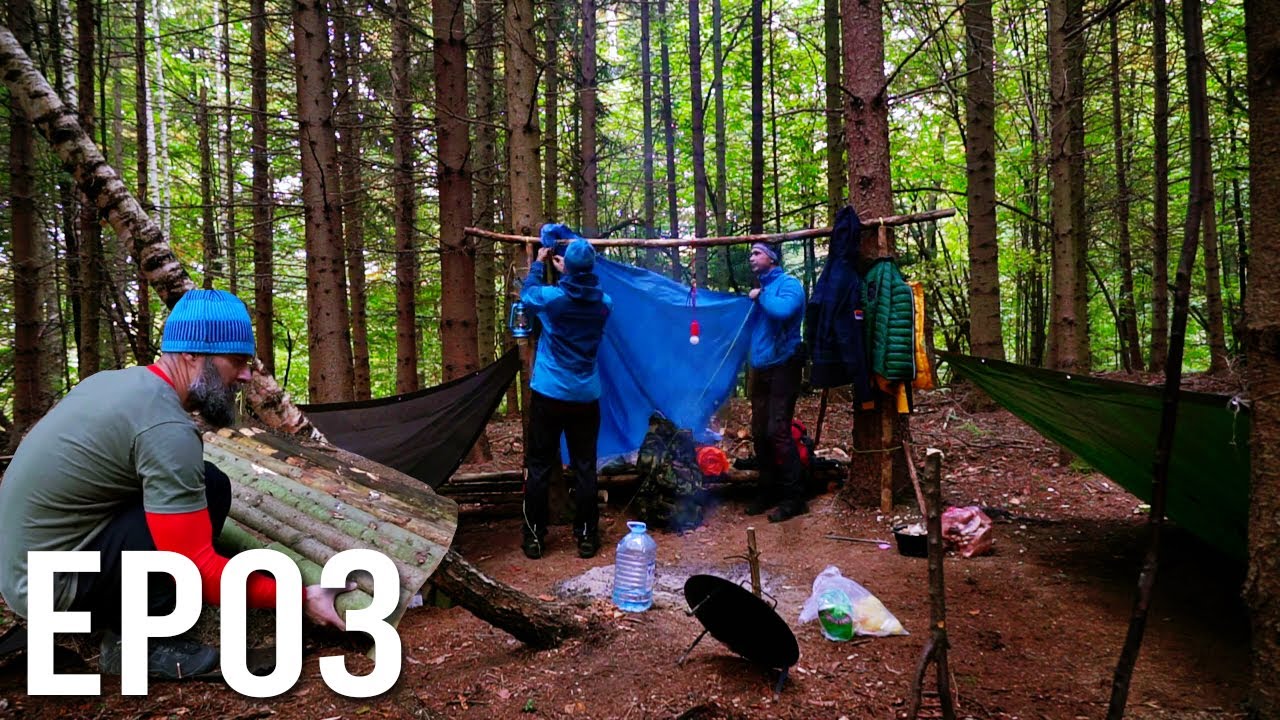 OPSTANAK 03 | BUSHCRAFT KAMP na KISI | Nocenje u SUMI | Pravljenje SKLONISTA | Priprema HRANE