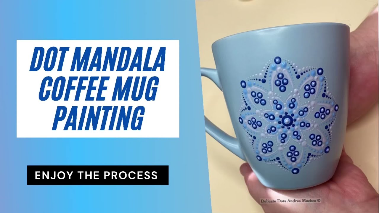 Blue Dot mandala coffee mug acrylic painting