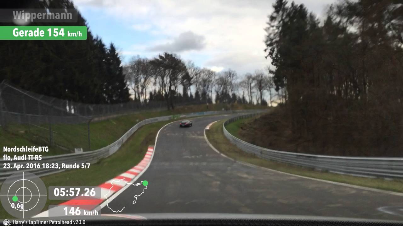 Audi TT-RS chasing Porsche Turbo on the nordschleife