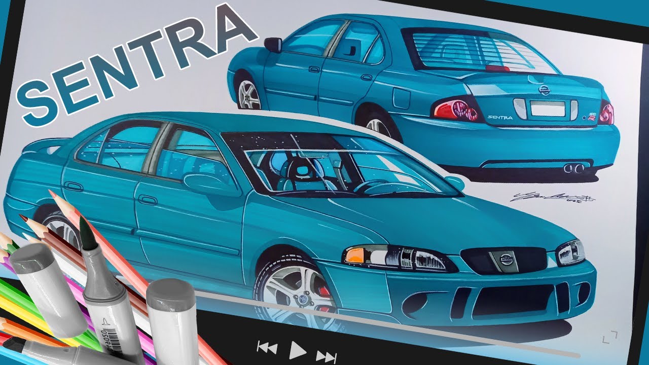 Nissan Sentra SE-R Spec-V Drawing | Time Lapse
