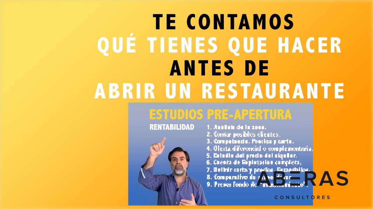 Ten esto en cuenta ANTES DE ABRIR un RESTAURANTE