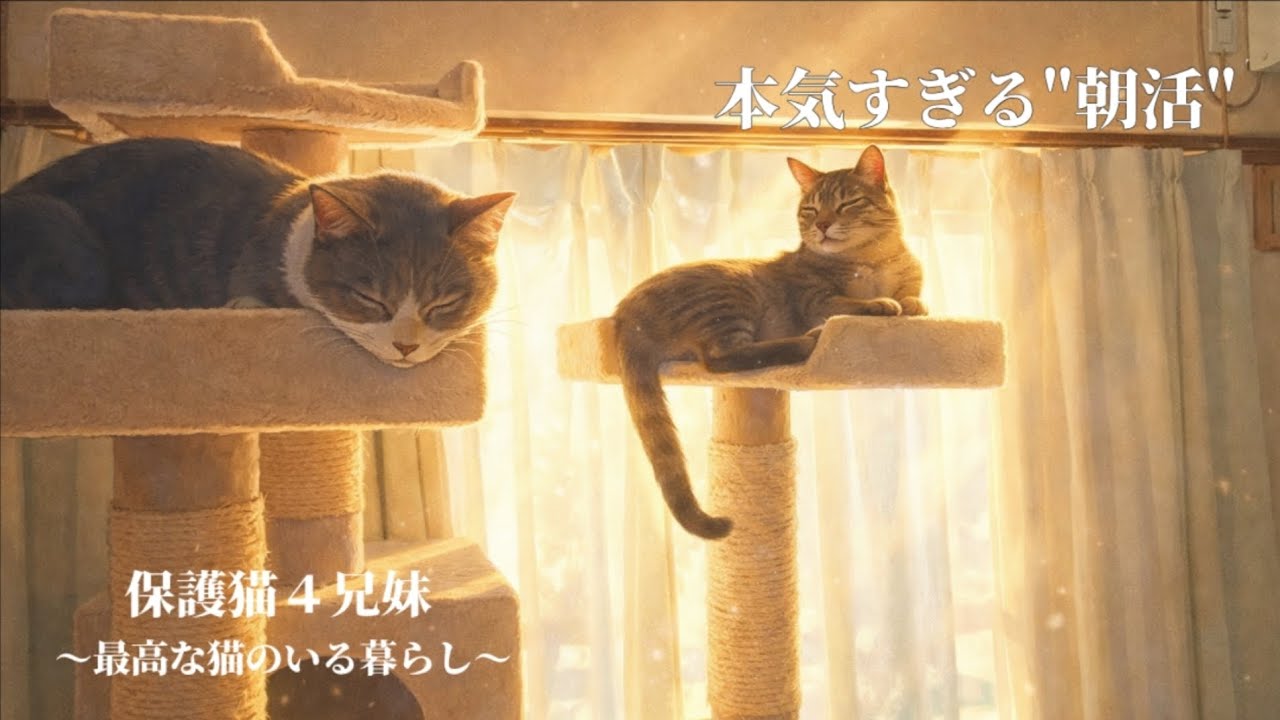 朝5時、保護猫の本気すぎる朝活【朝活×昼寝】～最高な猫のいる暮らし～