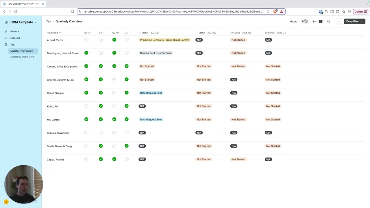 Airtable Demo - Quarterly Tax Projection Dashboards