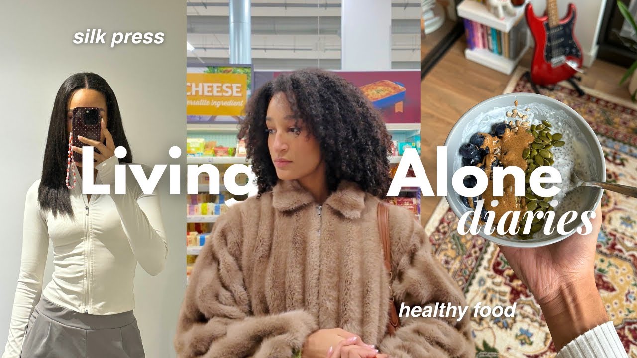 Living Alone Diaries | At home maintenance 🤍 silk press, nails, healthy food, prayer walk & more