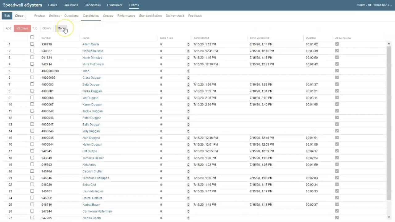 Exam Software for schools - Marking an exam