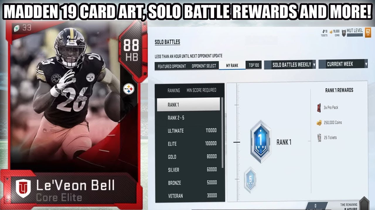 MADDEN 19 ELITE CARD ART, SOLO BATTLE REWARDS, AND MORE! | MADDEN 19 ULTIMATE TEAM