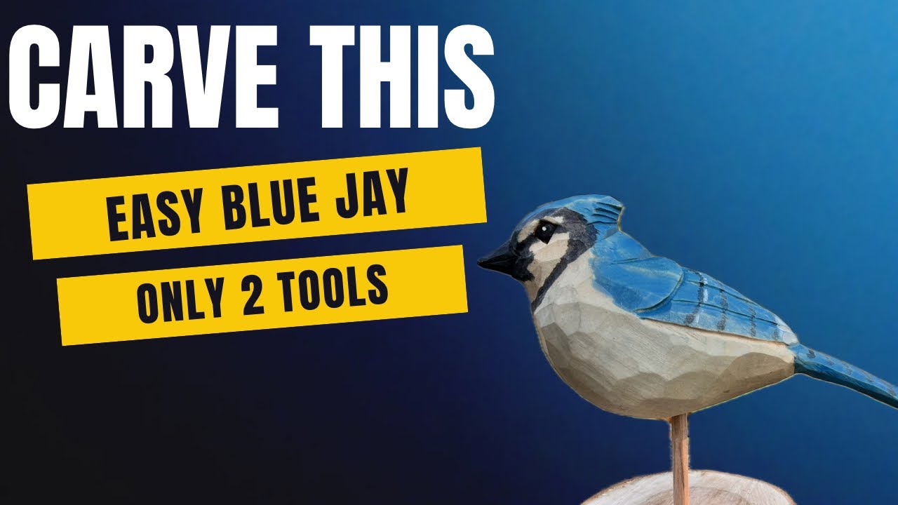 Folksy Blue Jay Carving 