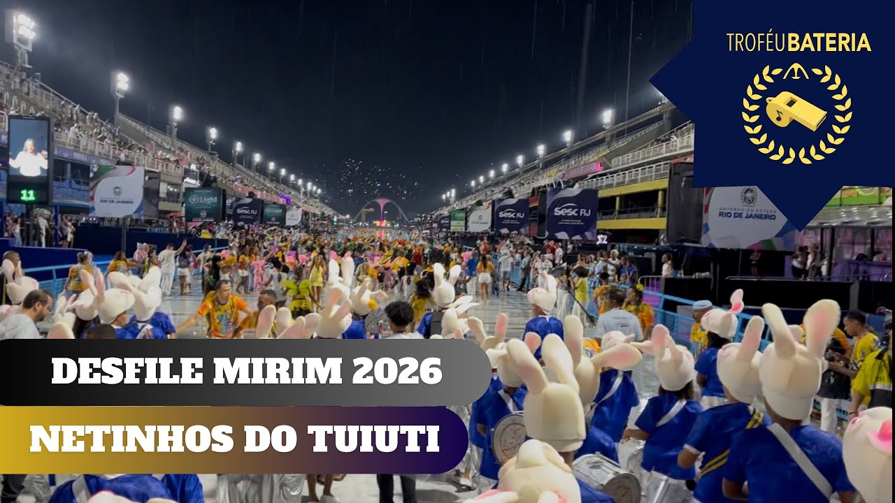 Bateria dos Netinhos do Tuiuti no Desfile Mirim oficial de 2026