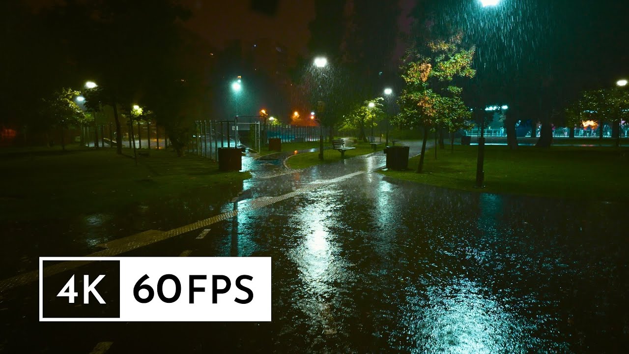 Walking in a thunderstorm with heavy rain and intense hail at Moghioroș Park, Bucharest