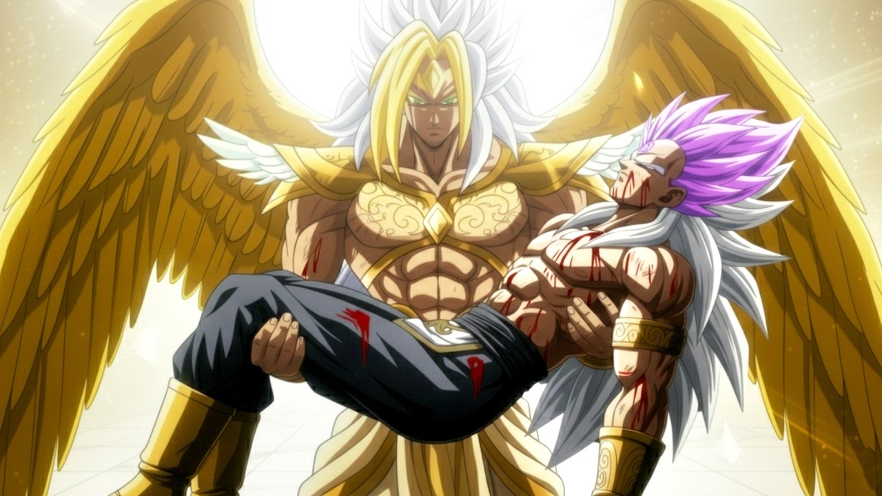 #11 Vegeta affronte le prêtre, Goku renaît au dernier moment sous l'effet de l'Ange Doré Ultime.