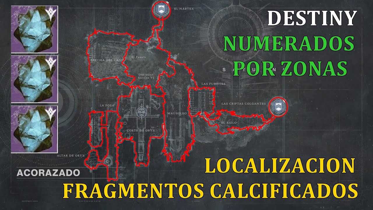 Destiny LOCALIZACION FRAGMENTOS CALCIFICADOS (47) POR ZONA Y ENUMERADOS