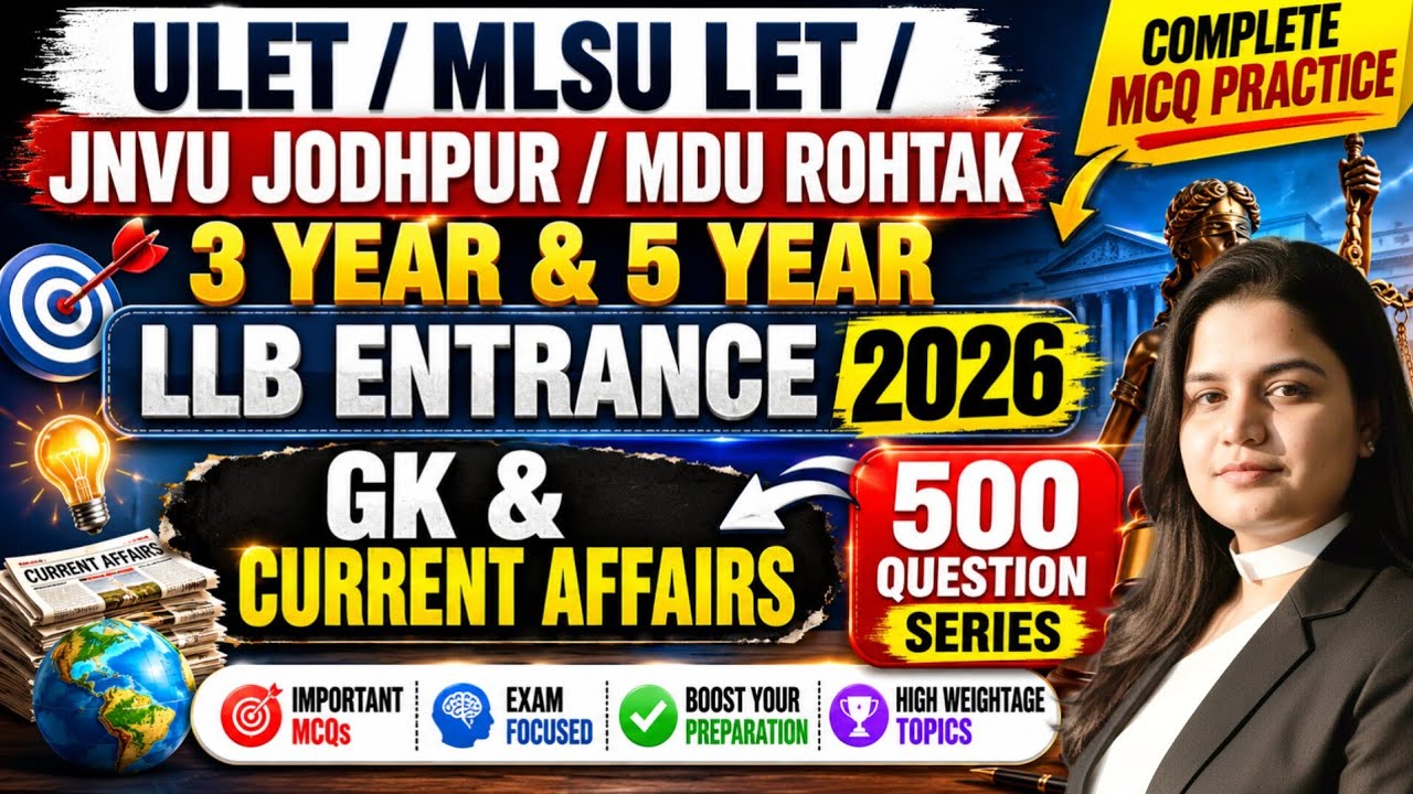 Ulet 2026 | Gk & Current Affairs MCQ Practice 2026 | Mlsu let 2026 | Mdu Rohtak LLB Entrance 2026 |