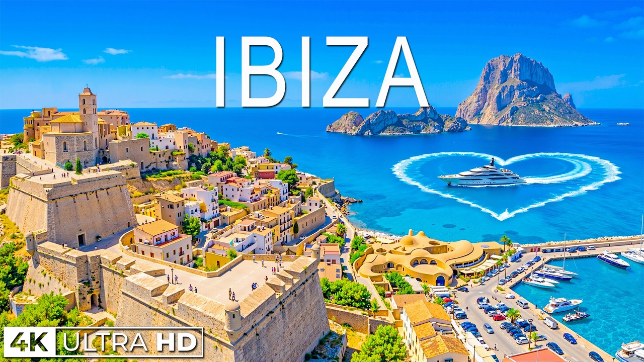 Ibiza 🇪🇸 Ujęcia z drona 4K | Malownicze klify, zabytkowe miasta i tętniąca życiem linia brzegowa
