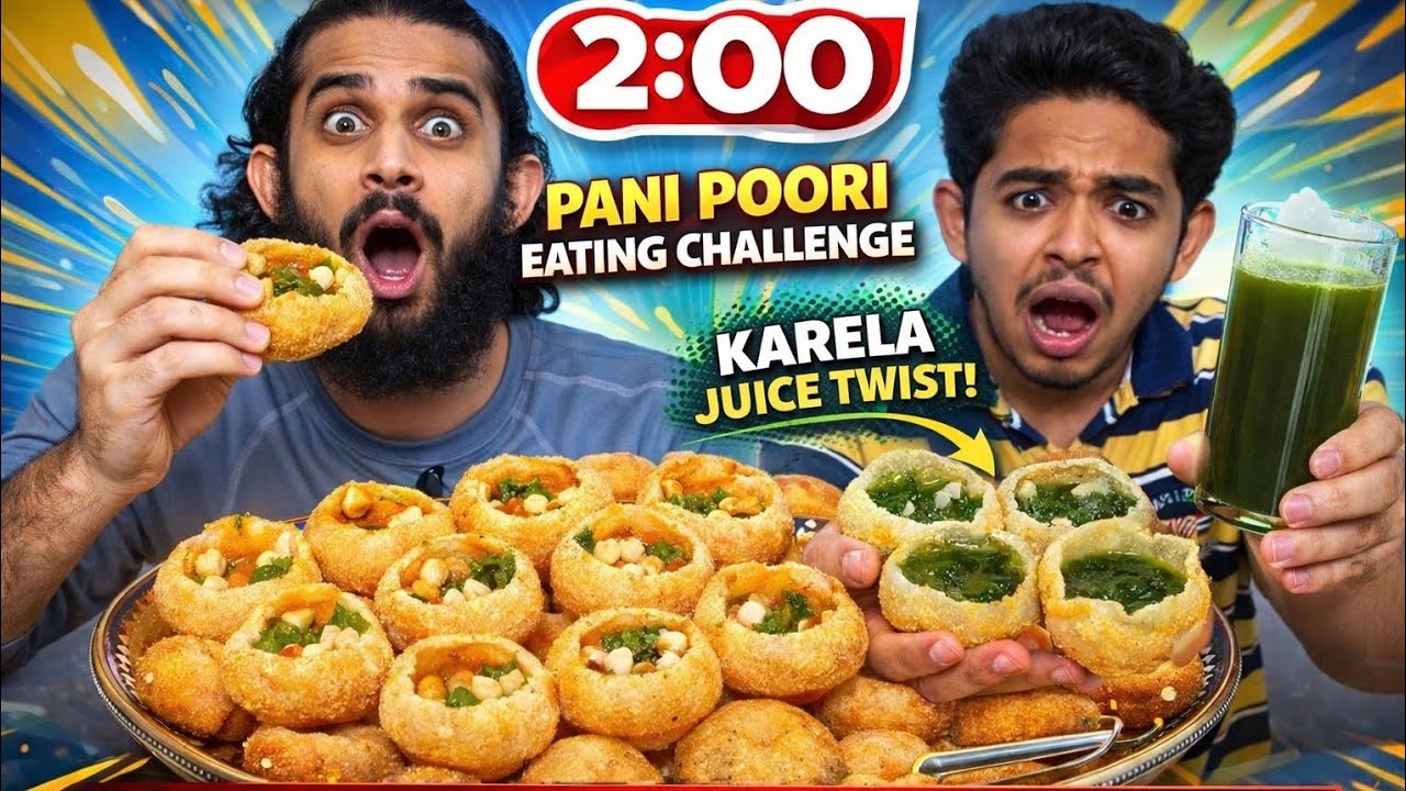 2 Minute Pani Poori Challenge 😱 | LOSER Drinks Bitter Karela Juice 🤢💚