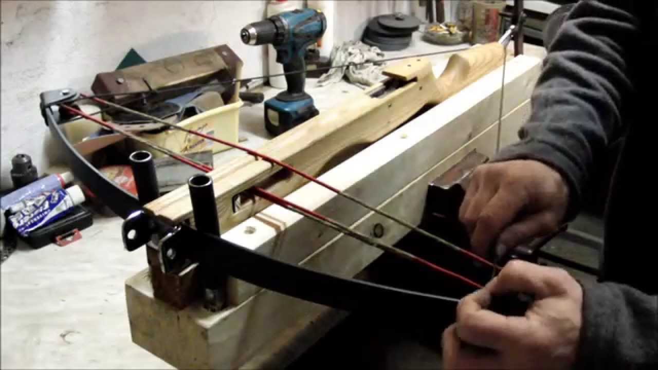 Homemade leaf-spring crossbow, ballesta casera con gatillo, Part 3