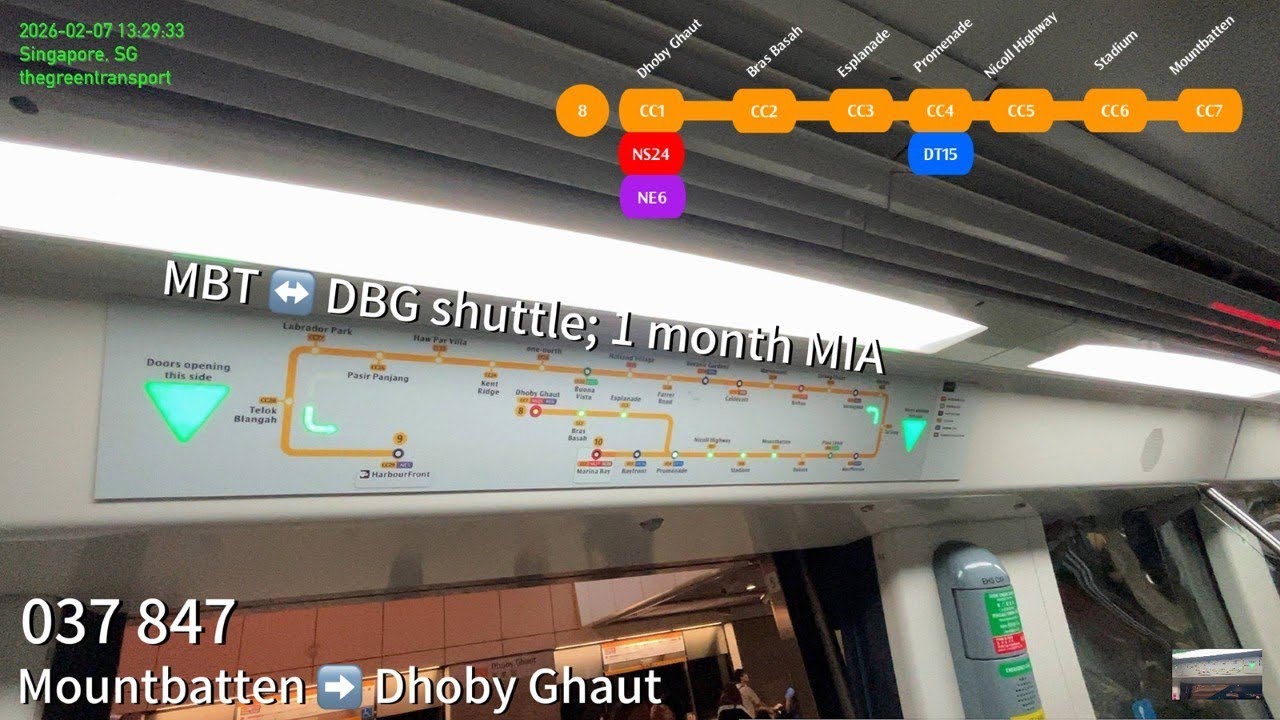 ⁴ᴷ⁶⁰ [SMRT] 1 month MIA? ~ Alstom Metropolis C830C [847] CC7 Mountbatten ➡️ CC1 Dhoby Ghaut