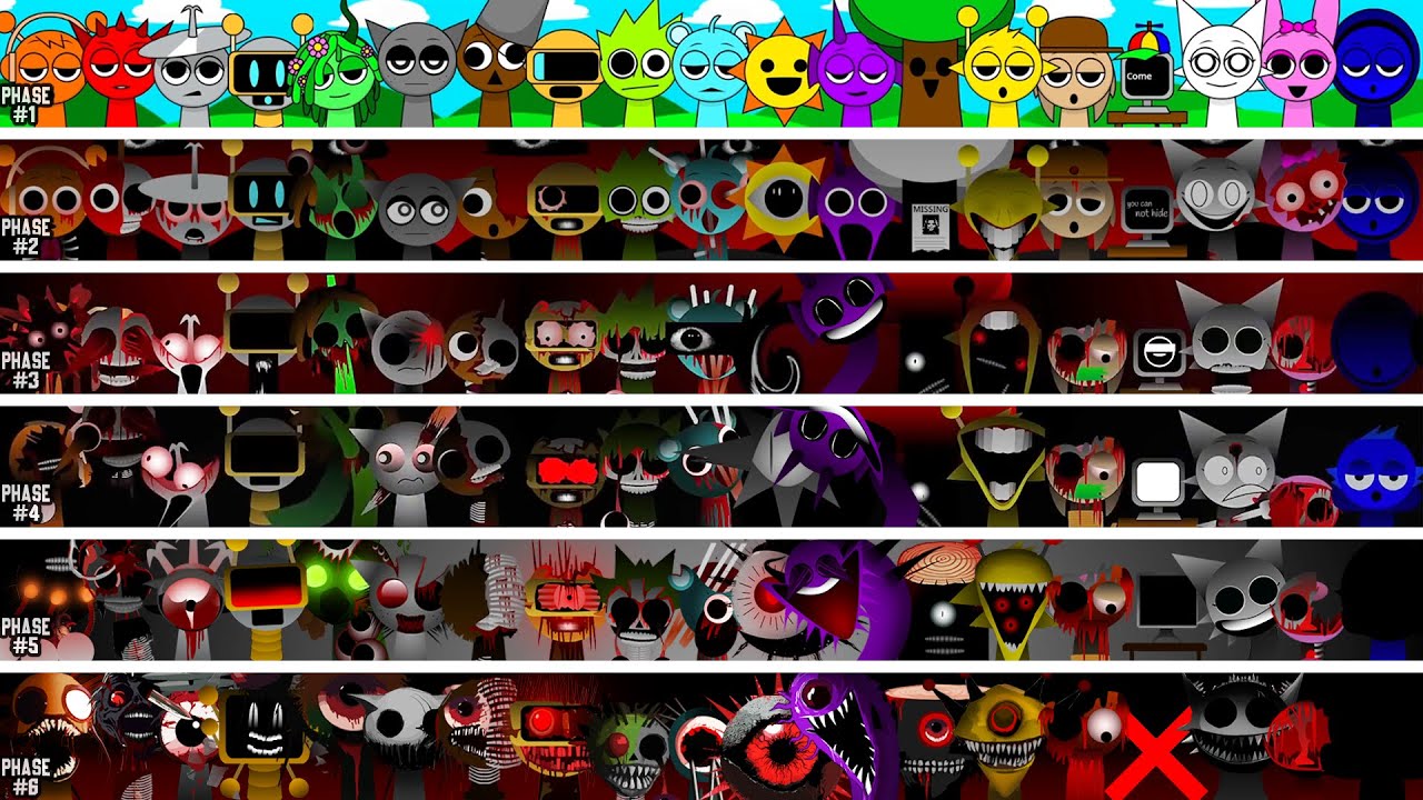 All character together in Incredibox Sprunki | Phase 1 VS Phase 2 VS Phase 3 VS Phase 4 VS Phase 5&6