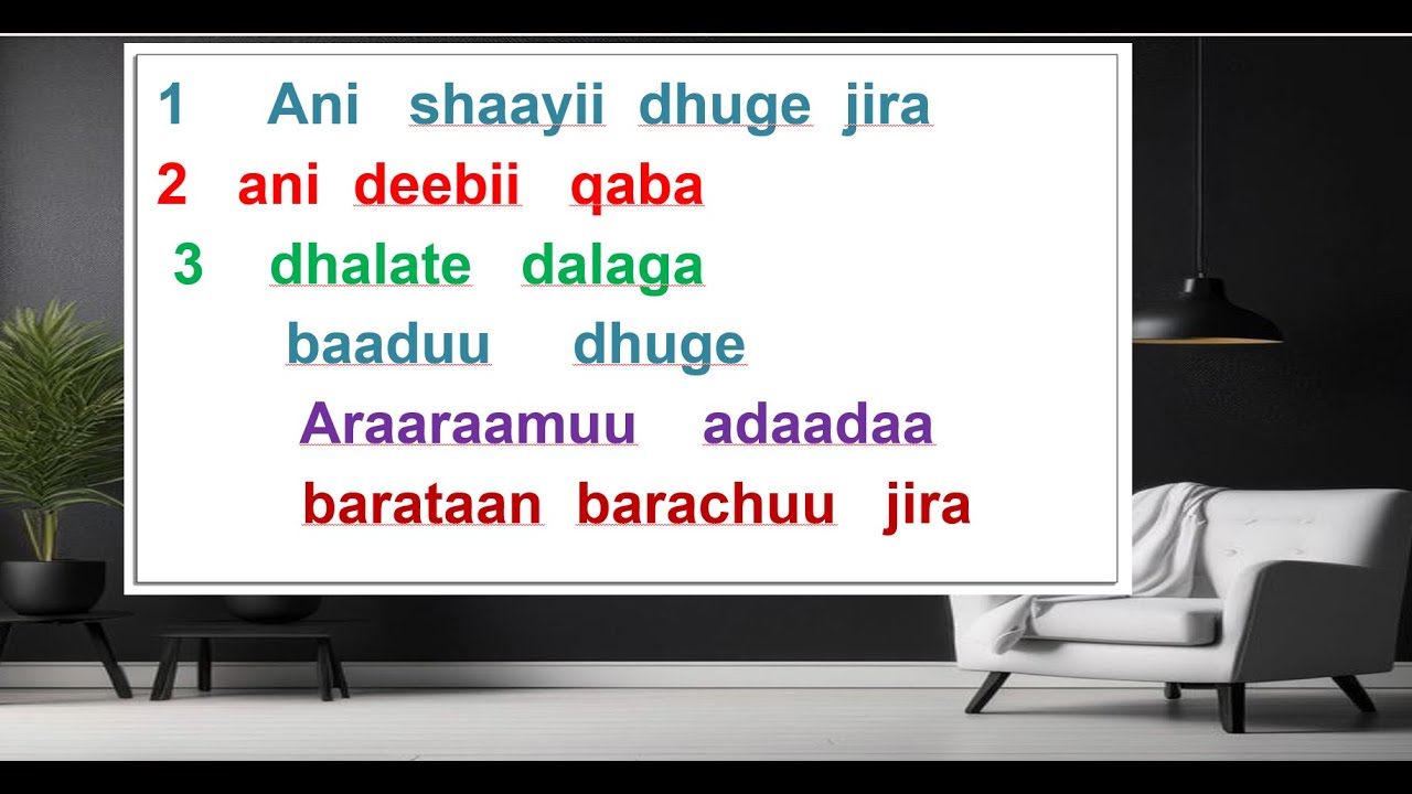 Kutaa 4ffa jechoota   gabaabaa  fi   dheeraa  shaakala  barreessu