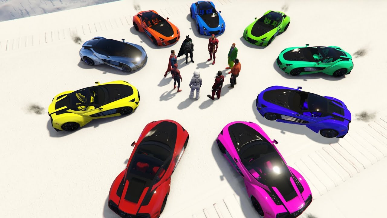 Flying Cars! GTA V Stunt Map with LARAKI EPITOME super Car jump Challenges in the winter season! ❄⛄❄
