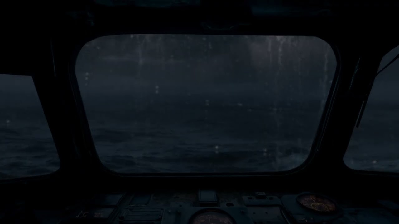 Relaxing in the Boat Cockpit at Night | Rain & Ocean Waves for Deep Sleep