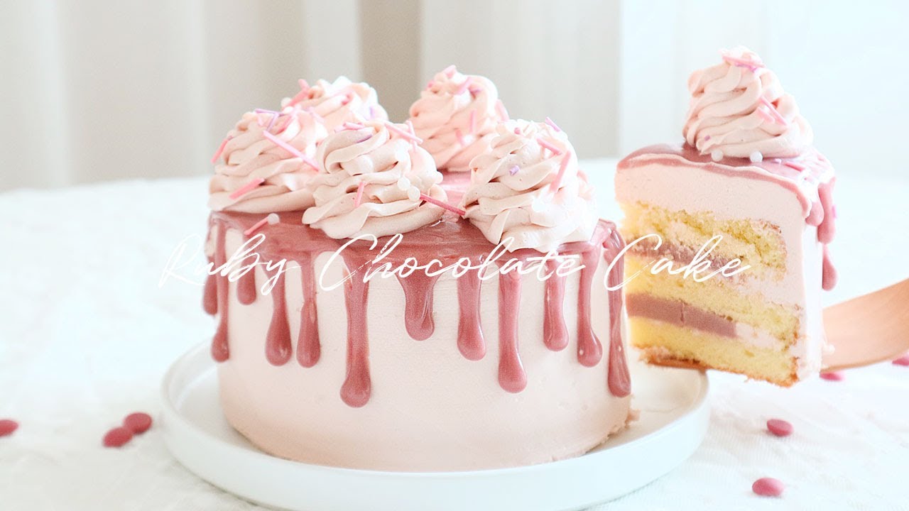 Callebaut Ruby Chocolate Cake Recipe : No Food Coloring! 칼리바우트 루비 초콜릿 케이크 | SweetHailey