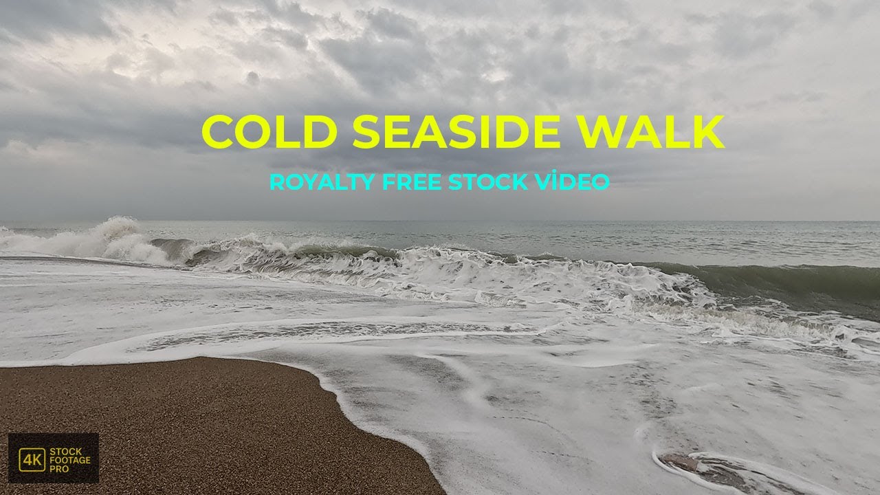 Cold Winter Beach Walk POV | Wind & Ocean Sounds 4K