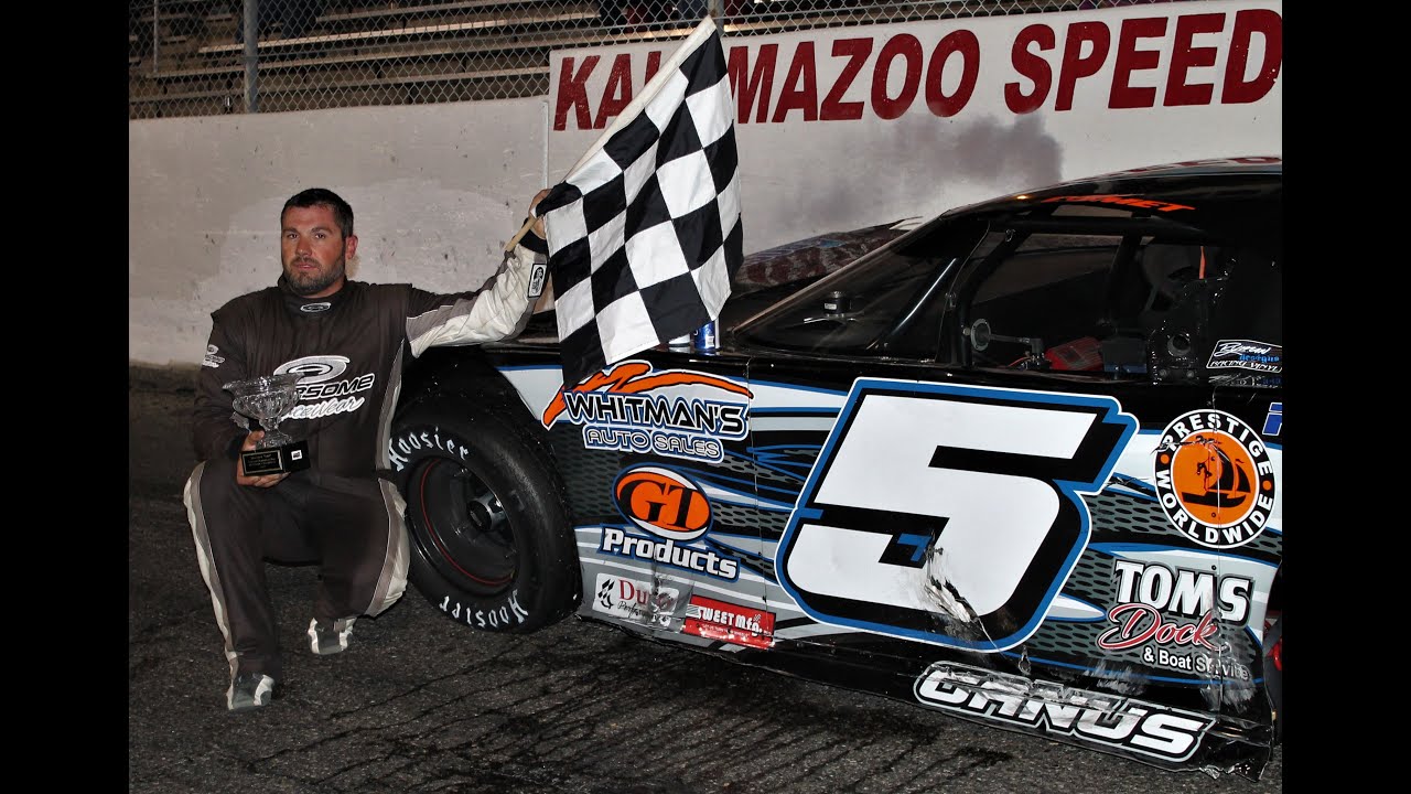 Kalamazoo Speedway Championship Night HOOSIER 100 lap outlaw super late model feature AUGUST 23 2019