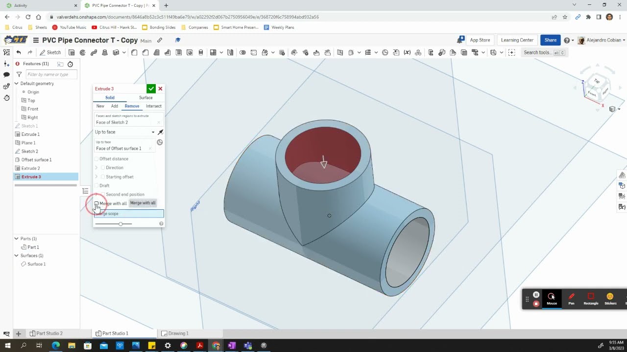 Onshape PVC Pipe T Connector.