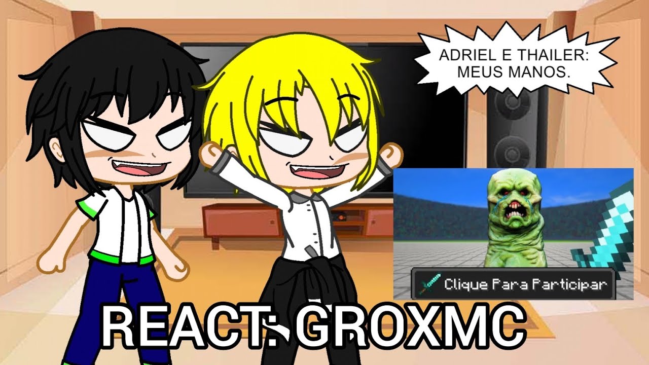 PROTAGONISTAS DOS CANAL REAGINDO A BATALHA DOS MOBS! I GROXMC #minecraft