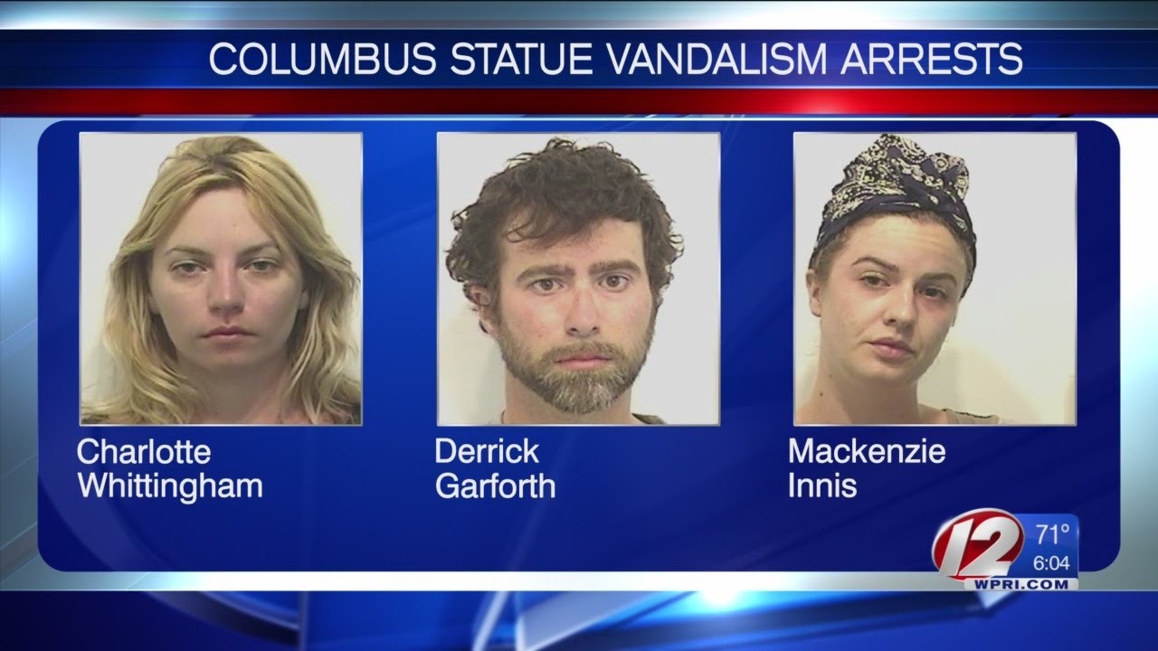 Pawtucket teacher among those arrested for vandalizing boarded-up Columbus statue