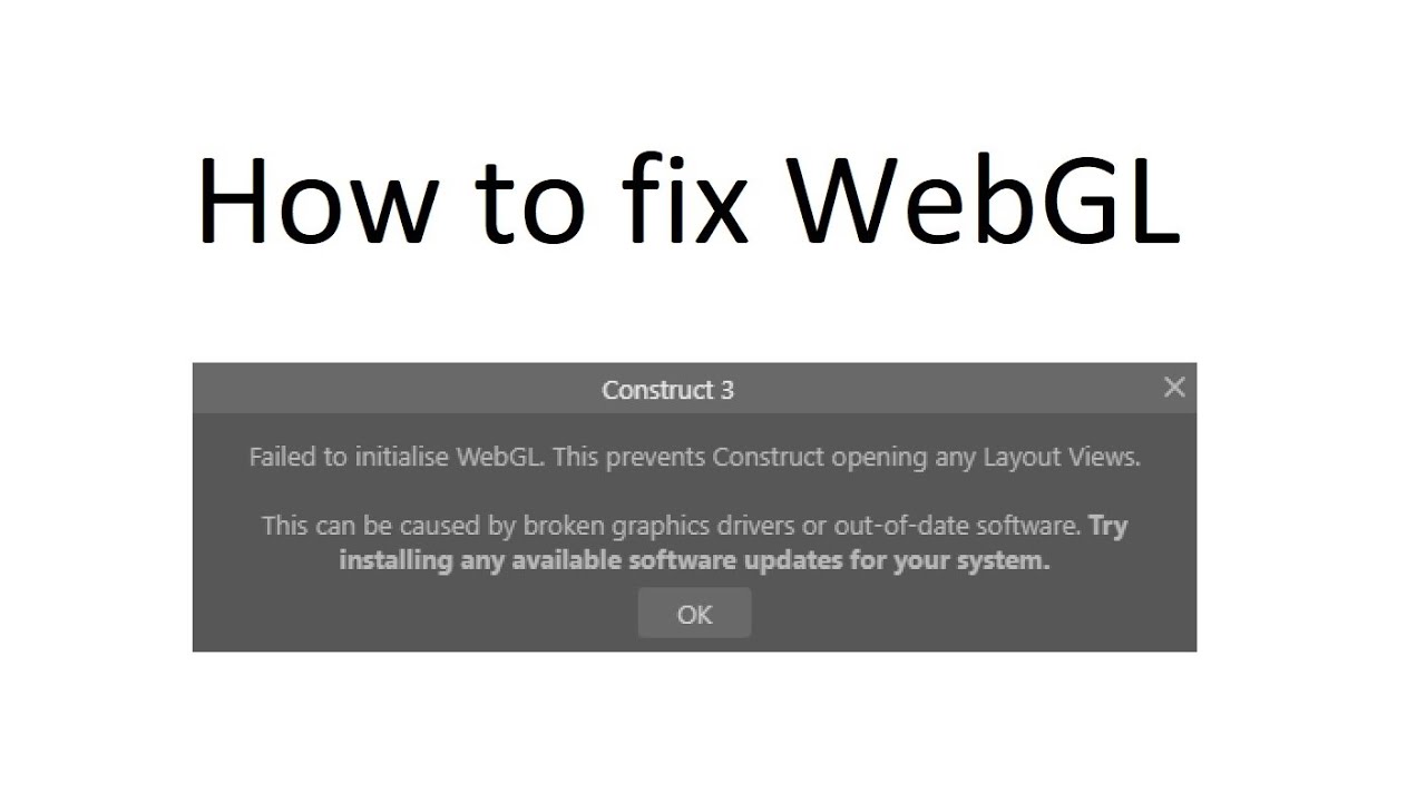 [SOLUTION] Failed to initialise WebGL