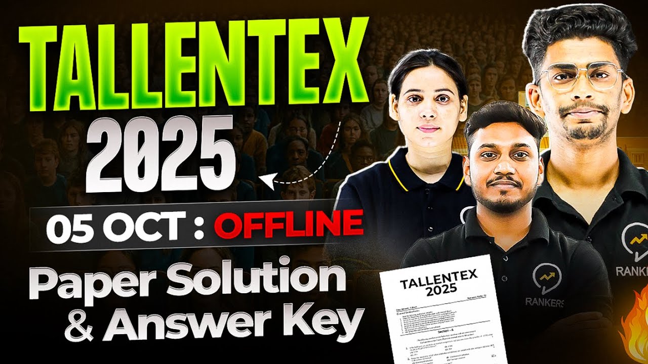 Tallentex 5th october 2025 Paper solution |Class 10 Tallentex 2025-26 Answer key & Solution| Rankers