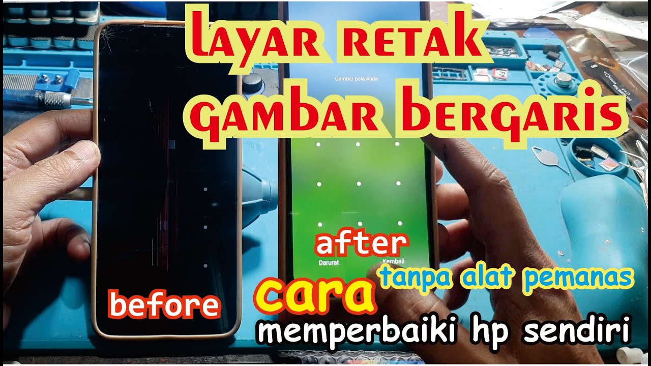 cara memperbaiki layar hp retak dan bergaris