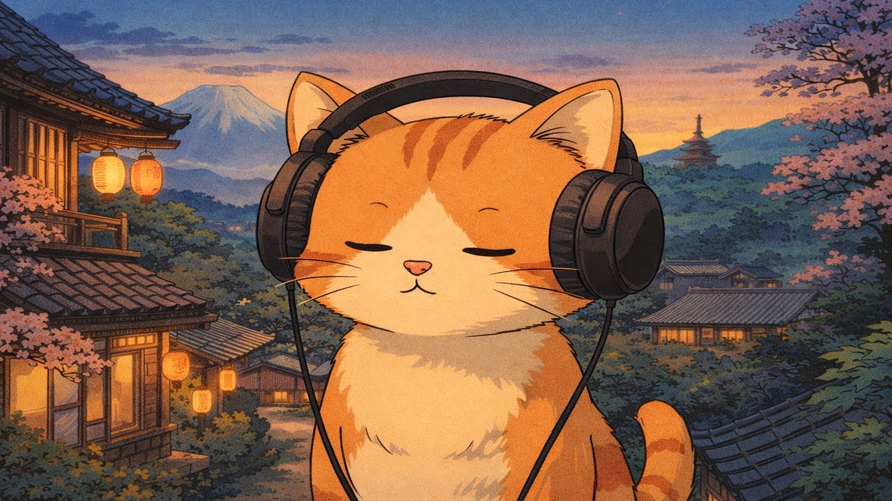 Japanese Anime Cat | Soft Wind & Relaxing Music Vibes | Lo-Fi  Cat Daily Routine  |
