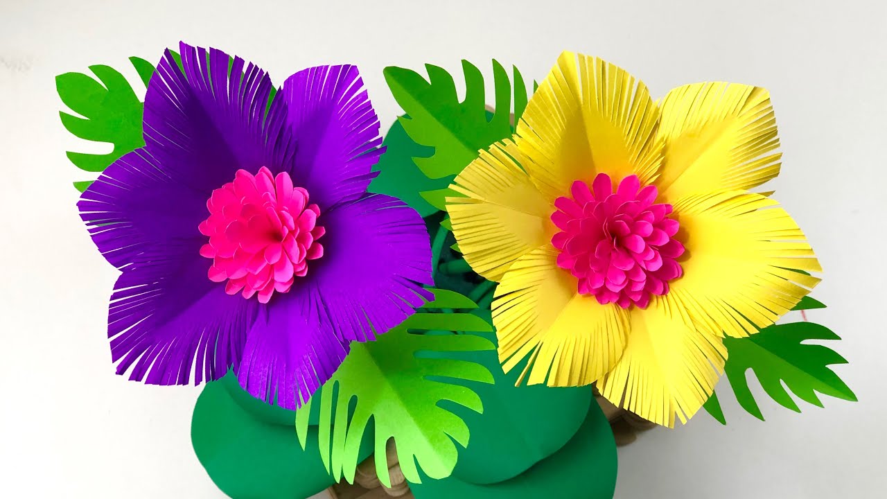 Beautiful Paper Flower Making | Home Decor | Simple And Beautiful Paper Flower | Crafts For School
