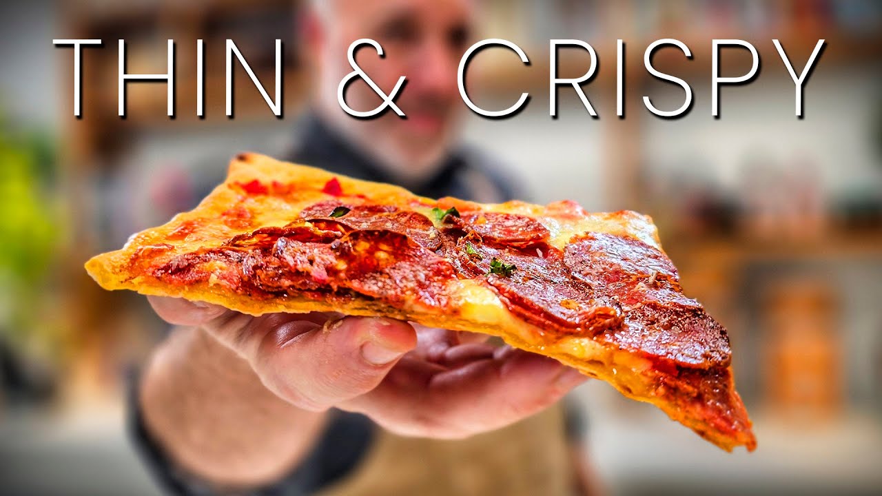 The Crispiest Pizza I've ever made! Thin Crust Pizza Recipe (Pizza Sfogliatta)
