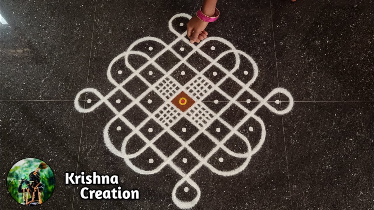 Navaratri special sikku kolam design | 7x1 dot puratasi madham kambi kolam | Pandaga muggulu | kolam