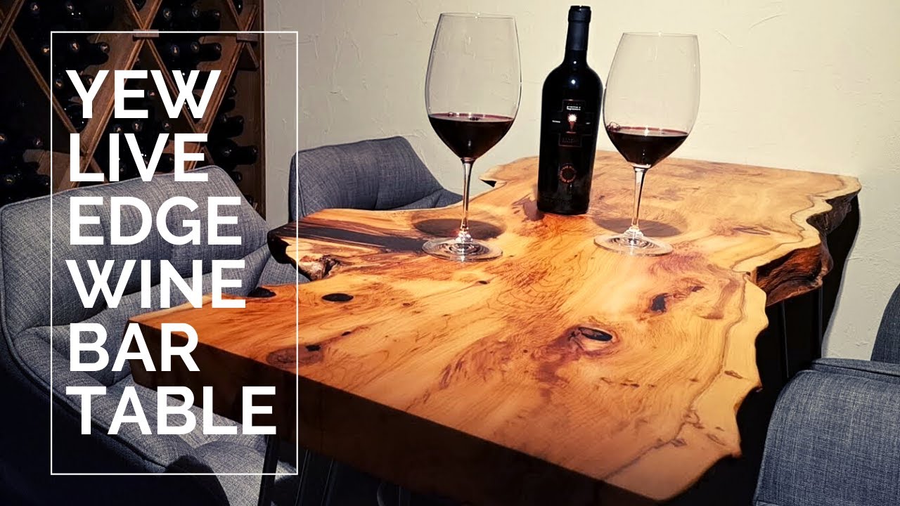 Live edge wine bar table - Yew